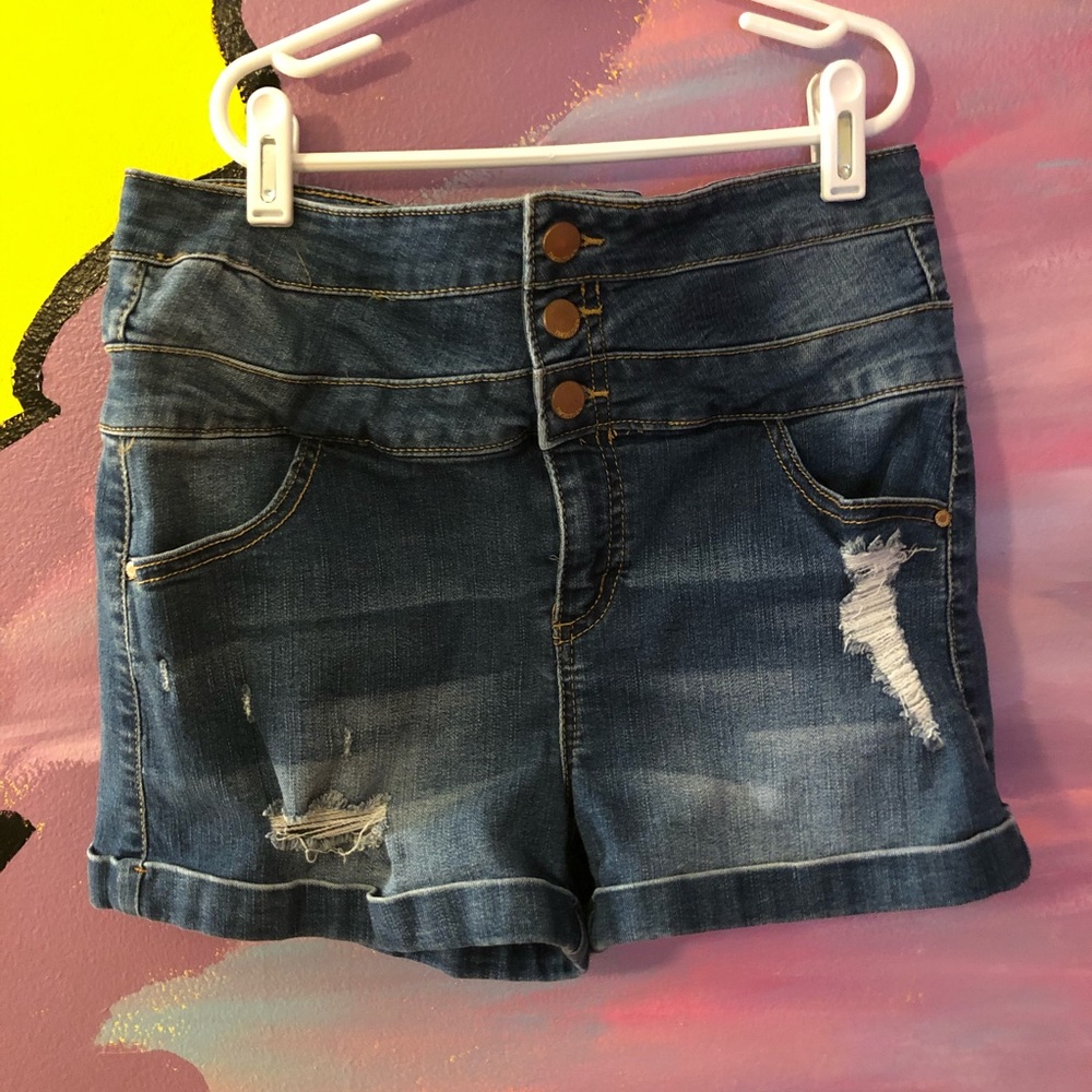 high waisted denim shorts